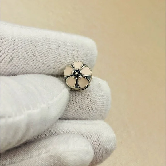 EUC Pandora 791041EN40 Sterling Silver Cherry Blossom Clip w/ Pink Enamel